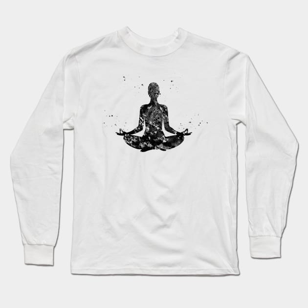 Meditating Woman Long Sleeve T-Shirt by erzebeth